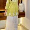 Chikankari Cotton Handwork Straight Short Kurti- Green-img1