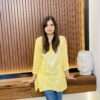 Yellow Chikankari Rayon Short kurti img1