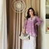 Purple Chikankari Cotton Handwork Straight Short Kurti-img1